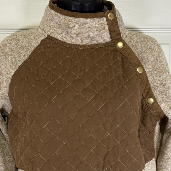 Marleylilly Sherpa Women's Pullover Lt. Brown Gold Snaps Size Medium - Picture 3 of 11